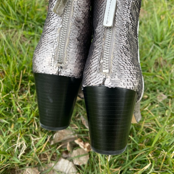 New Parry Dolce Vita Silver Sequin Booties Sz 10 - Picture 4 of 8